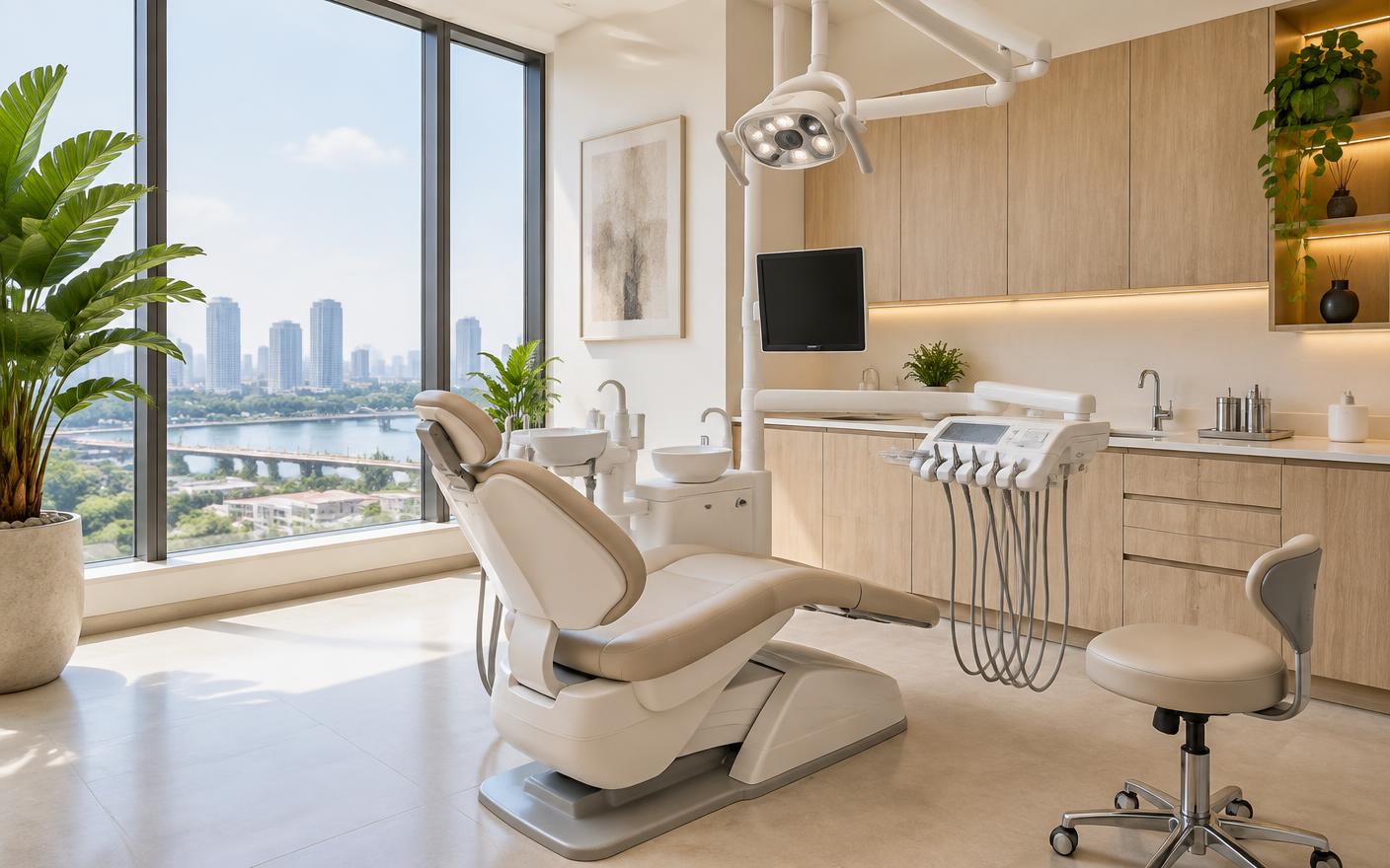 A light-filled private dental suite at PearlSmile Dental